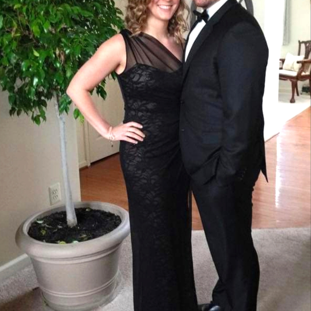 Black and Nude Lace Gown